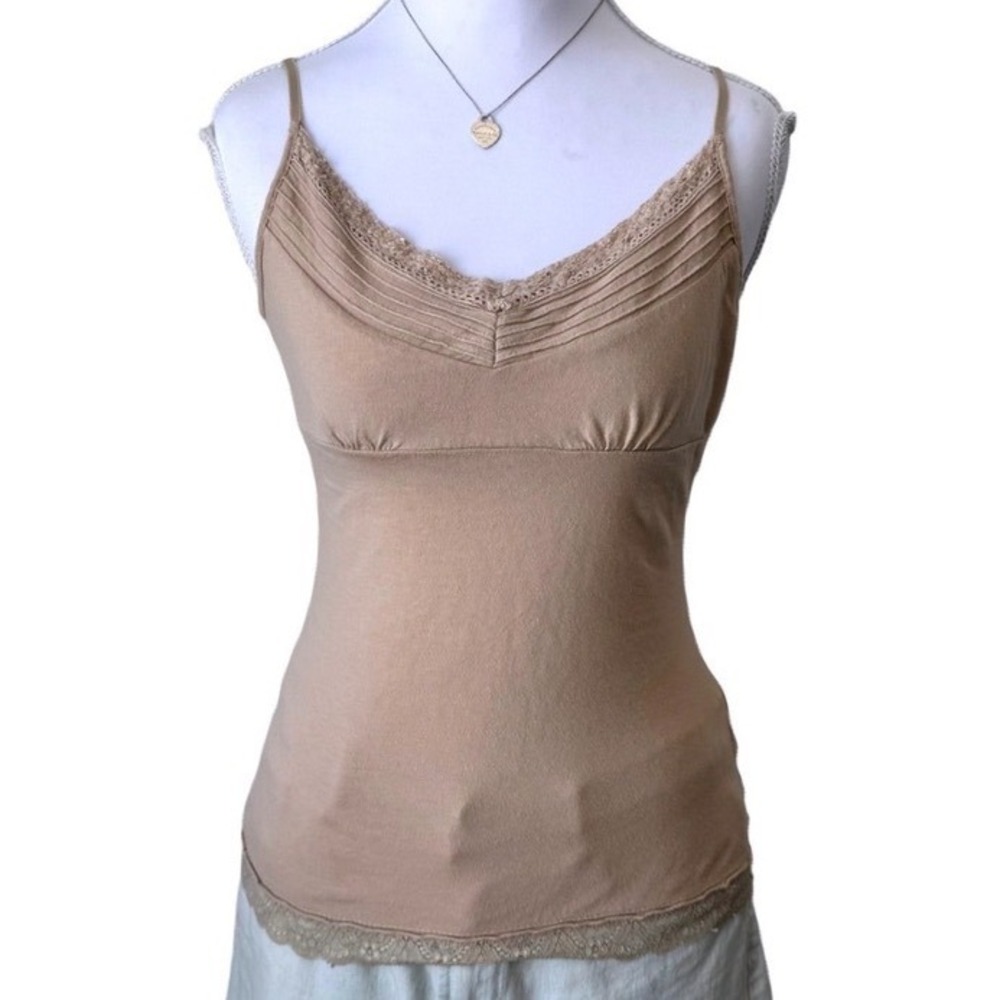 Y2K No Boundaries Cami Top Lace Sequin Trim Nude Tan Bella Swan Juniors M 7/9